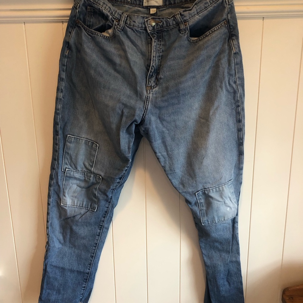 Blue Denim Universal Thread Boyfriend Jeans with Patchwork